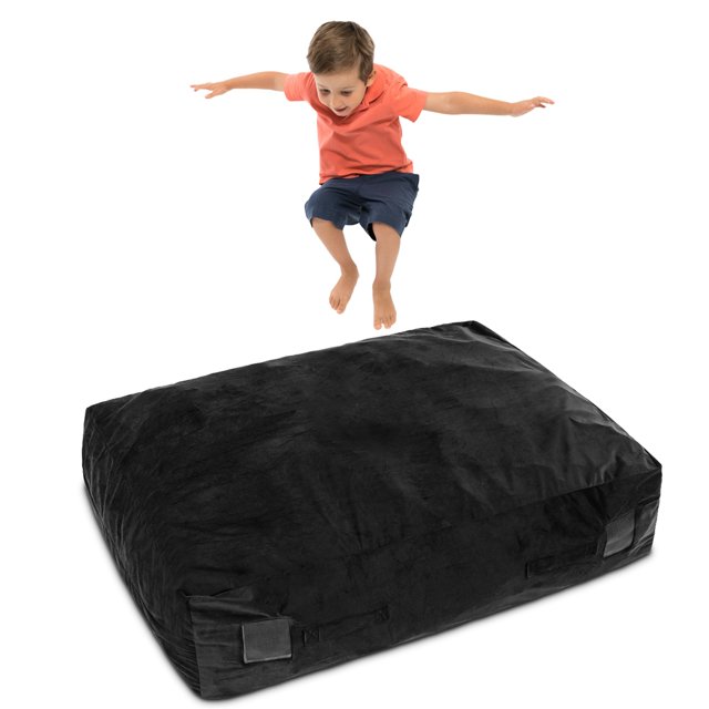 Costway 48" x 36" Crash Pad Sensory Mat with Foam Blocks and Washable Velvet Cover Black