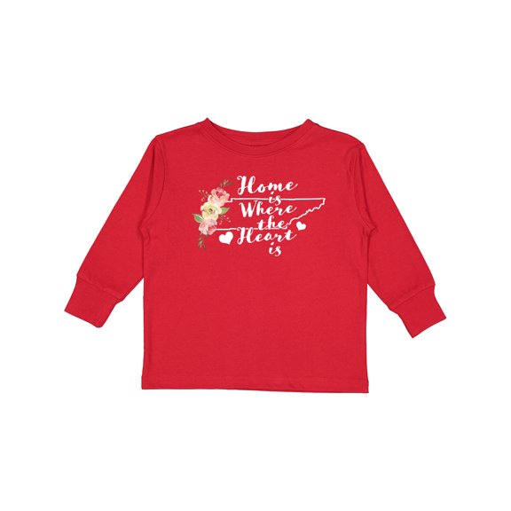 Inktastic Tennessee Home is Where the Heart is with Watercolor Floral Girls Long Sleeve Toddler T-Shirt