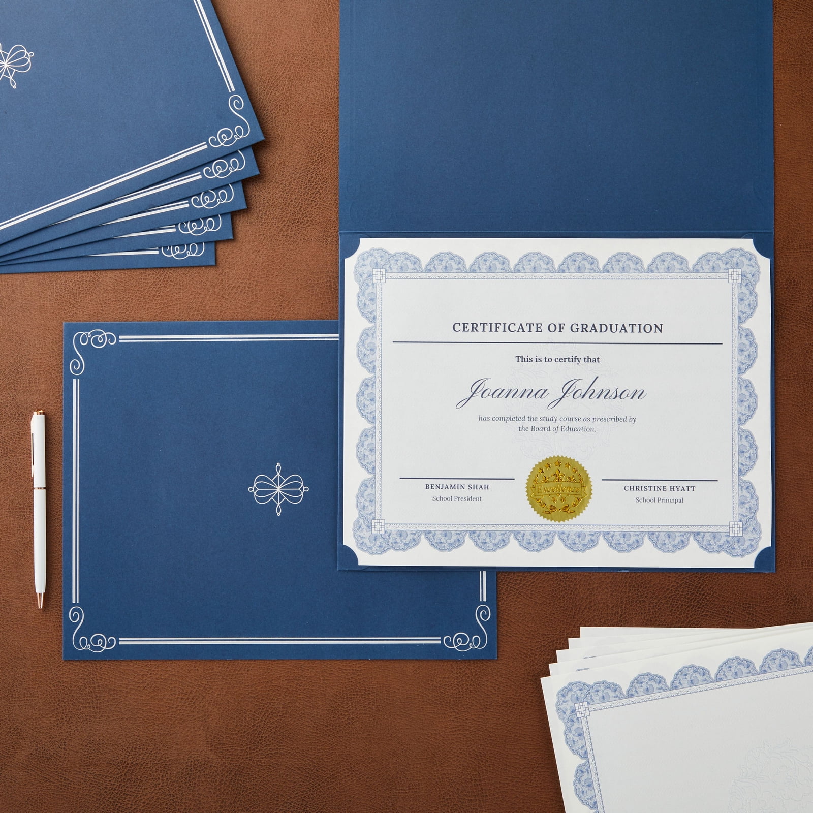 Buy 24 Pack Navy Blue Certificate Holders and Letter Size Diploma Award Paper with Gold Seals