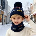 thumbnail image 2 of REDARER Kids Winter Scarf & Lined Hat Set, Knitted Neck Warmer with Car Pattern for Boys Girls,2-6 Years, 2 of 5