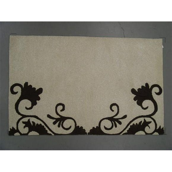 Lifestyles LS-IT 100 8 x 11 ft. Intrigue 100 Percent Long Fiber Wool Hand Crafted Rug- Cream & Chocolate