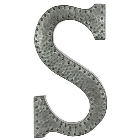 Metal Wall Decor Letter "S" With Rivets - Gray