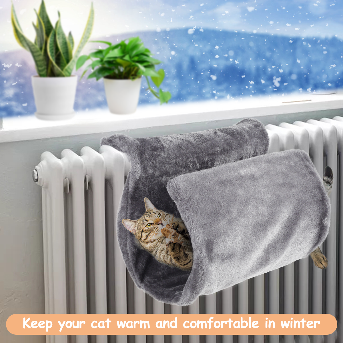 Nyidpsz Cat Radiator Lounger Soft Plush Hanging Cat Hammock Foldable