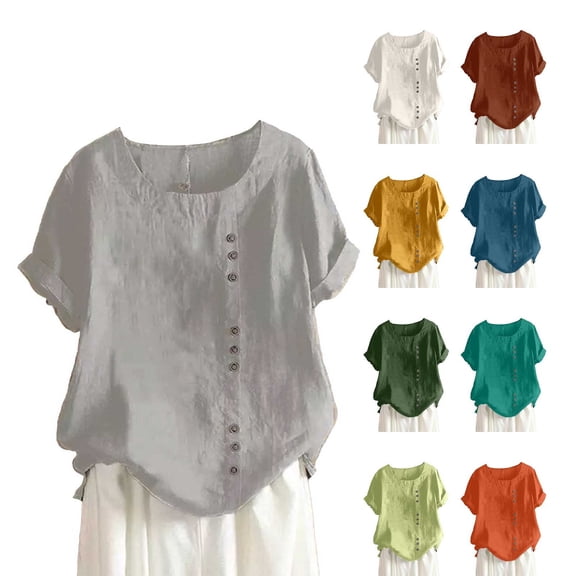 Kelon Women's Short Sleeve Shirts V Neck Ethnic Embroidered Blouse Vacation Clothes Cruise Outfits Business Casual Blouses 2026 Summer Tops, 5XL