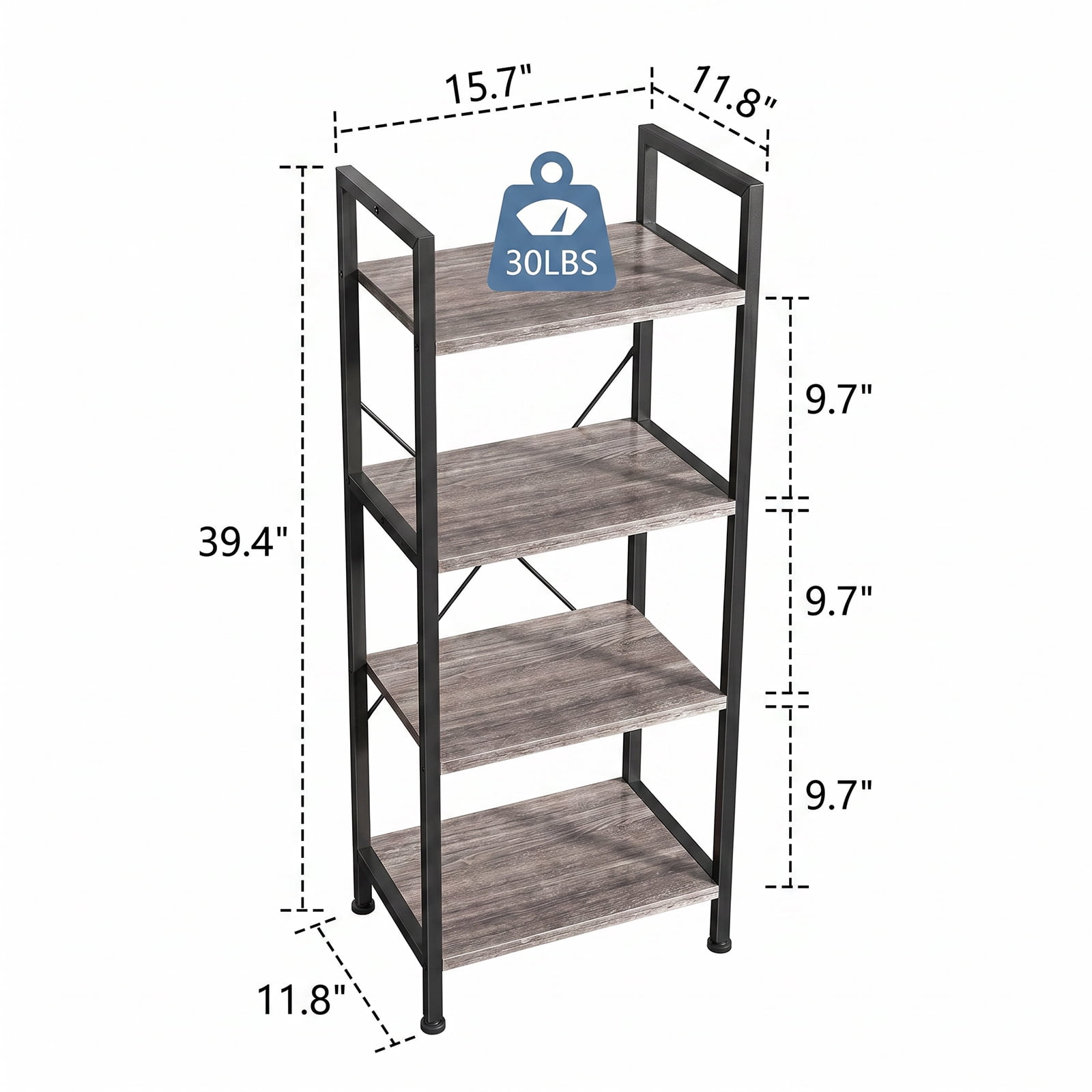 Alvantor 3/4-Tier Industrial Bookshelf, Narrow Storage Rack classical-style shelves for living rooms, homes, and offices