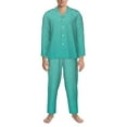 thumbnail image 3 of Fuzoiu Turquoise Glitter Print Men's Long-Sleeved Pajama,Lounge Button Down Nightwear,Mens Notch Collar Pajama Set -X-Large, 3 of 7