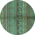 thumbnail image 1 of Ahgly Company Machine Washable Indoor Round Solid Turquoise Blue Modern Area Rugs, 8' Round, 1 of 4
