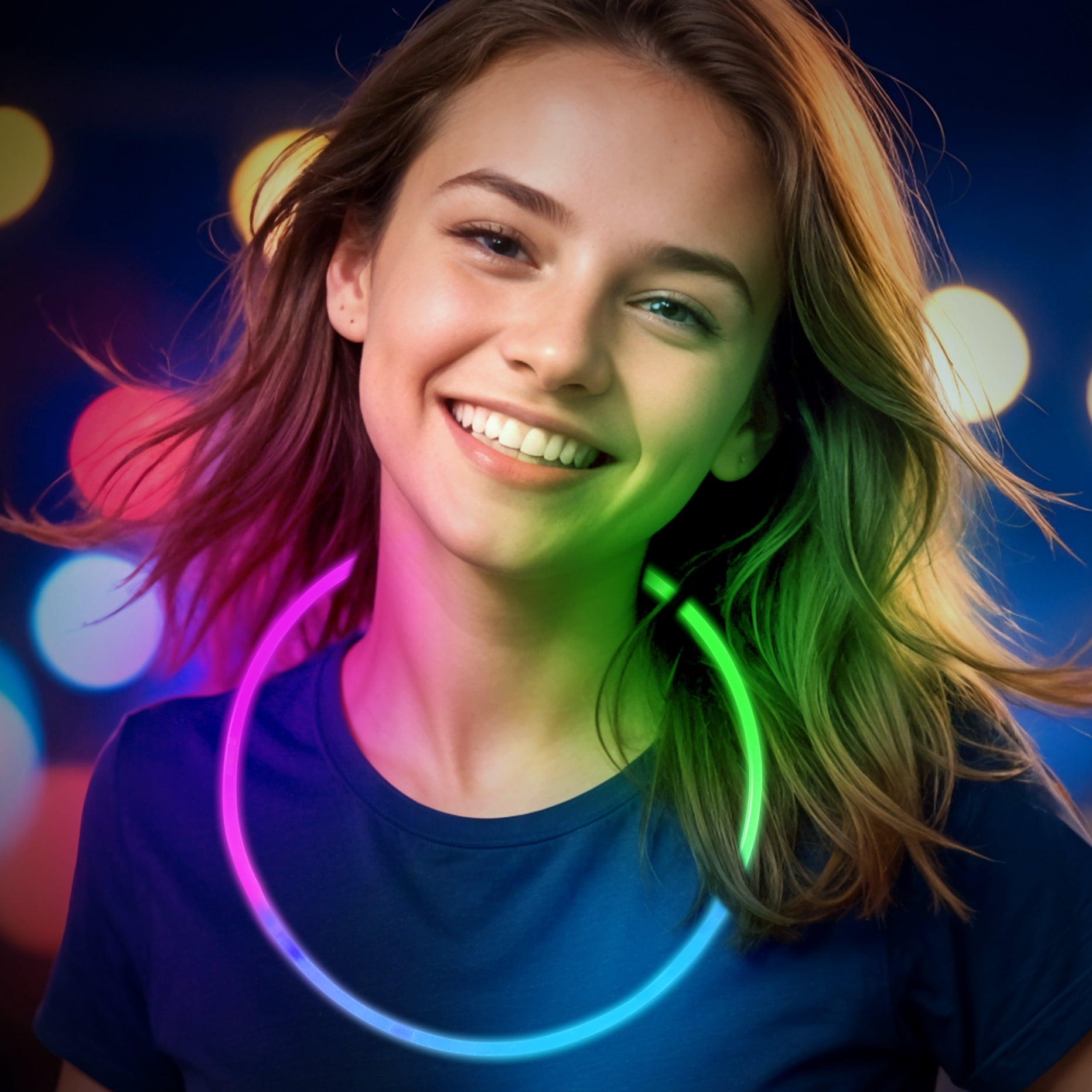 Multicolor Party Glow Necklaces, 22", 4 Count, by Way To Celebrate