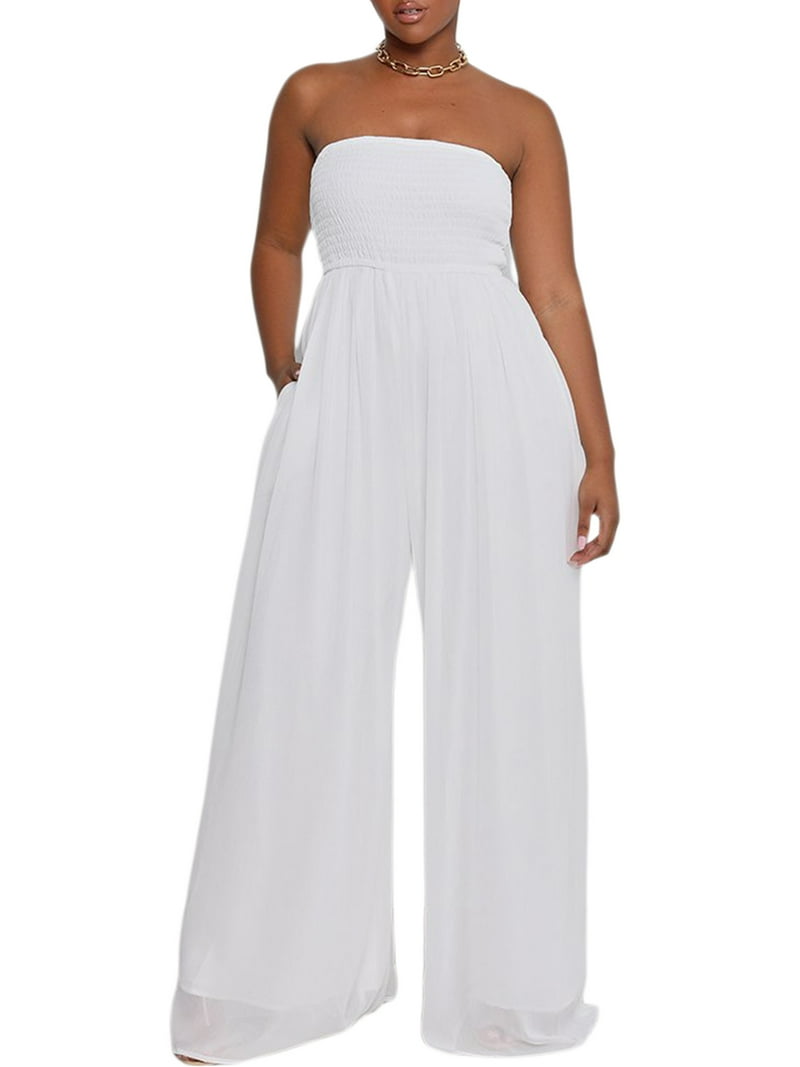 Loliuicca Women's Loose Chiffon Jumpsuit with Pockets, Solid