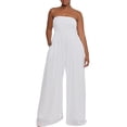 thumbnail image 3 of Loliuicca Women Summer Chiffon Jumpsuit Tube Top Mopping Solid Color Strapless Wide Leg Pants One Piece Rompers, 3 of 5