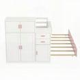 thumbnail image 2 of Multifunctional Pink Twin Size Wood Platform Bed - Features Built-in Bookshelf, Movable Wardrobe & Trundle for Versatile Use, 2 of 16
