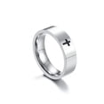thumbnail image 3 of 6mm Black Cross Band Titanium Steel Women Men's Engagement Silver Ring Size 5-13, 3 of 6