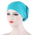 thumbnail image 3 of SPRING PARK Women Solid Color Soft Knotted Night Sleep Casual Beanie Cap Muslim Bonnet Turban Chemo Hat, 3 of 5