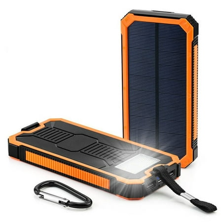 Waterproof Portable solar powered gadgets 300,000mAh Solar Charger Solar Power Bank Dual USB Port LED Flashlight + Carabiner + USB Cable For Smart