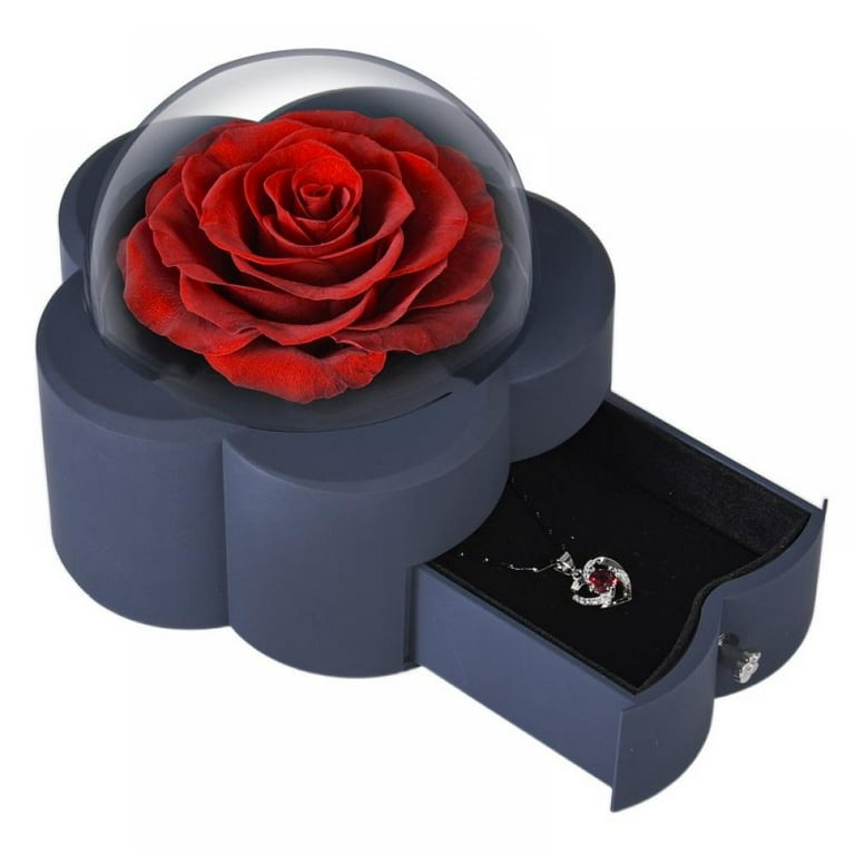 Preserved Real Red Rose Gift Box - Handmade Eternal Flower - Rose Flowers  Gifts for Mom Wife Girlfriend I Love You Gifts for Christmas Valentines Day  Anniversary Birthday Xmas Gifts(Without Necklace) 