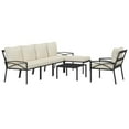 thumbnail image 3 of vidaXL 7 Piece Patio Lounge Set with Sand Cushions Steel, 3 of 12