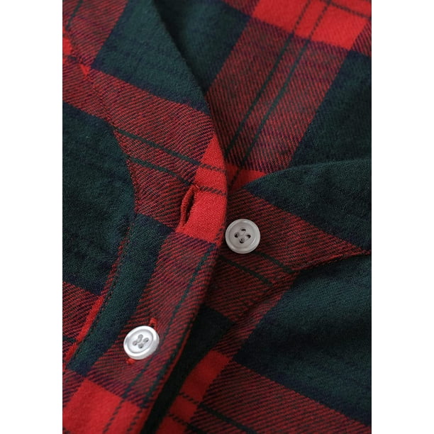 MSYMY Women s Plaid Flannel Nightgown Warm Cotton Midi Nightgown