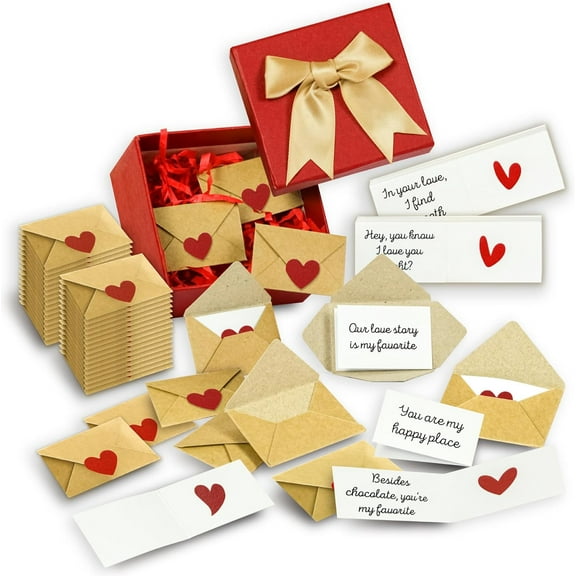 60 Mini Love Notes With Envelopes - Valentines Day Gifts For Him, Her, Boyfriend, Girlfriend Gift Husband, Wife Anniversary Birthday Christmas I You Couples