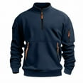 thumbnail image 5 of ZCFZJW Mens Quarter Zip Tactical Sweatshirts Casual Fall Long Sleeve Mock Neck Pullover Golf Polo Sweater Fishing Cargo Sports Hoodless Shirts with Pockets Navy XL, 5 of 5