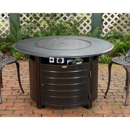 Fire Sense - Finn Round Aluminum LPG Fire Pit - Antique Bronze