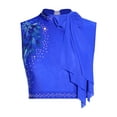 thumbnail image 1 of dPois Women's Lyrical Dance Crop Top Shiny Rhinestone Sleeveless Exquisite Embroidery Stage Performance Vest Royal Blue L, 1 of 7