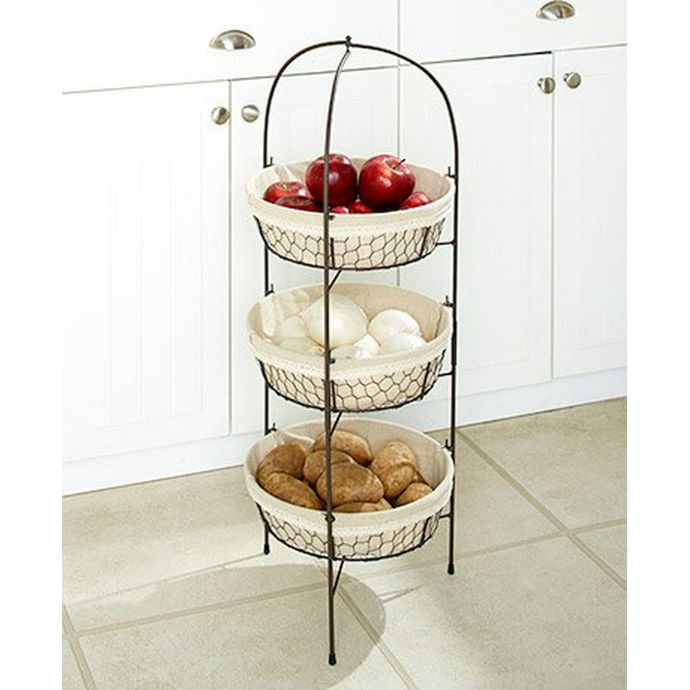 FabricLined Storage Baskets 3Tier Storage Basket