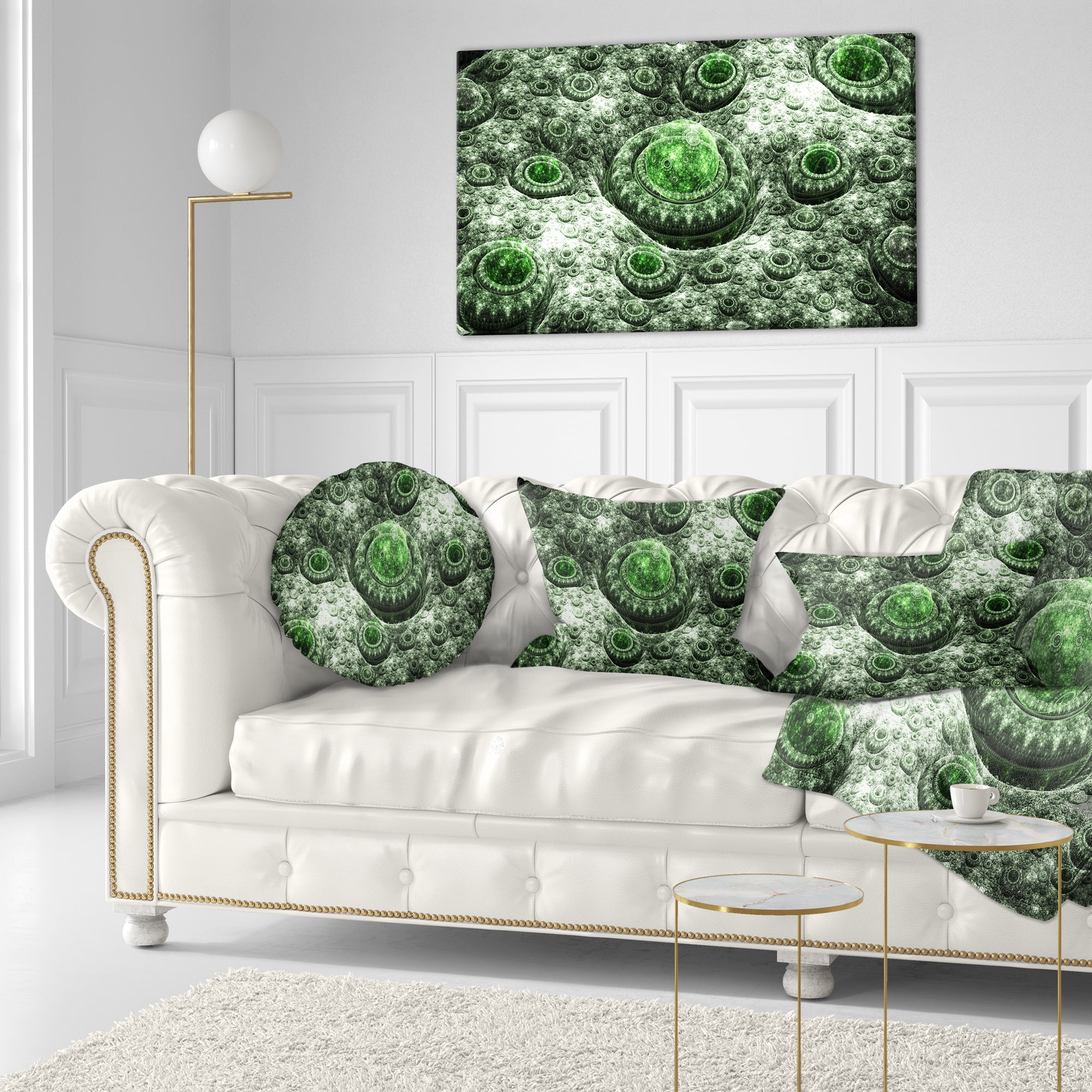 x 18 in Designart CU16507-18-18 Exotic Green Fractal Landscape Abstract Cushion Cover for Living Room in Sofa Throw Pillow 18 in Insert Printed On Both Side 
