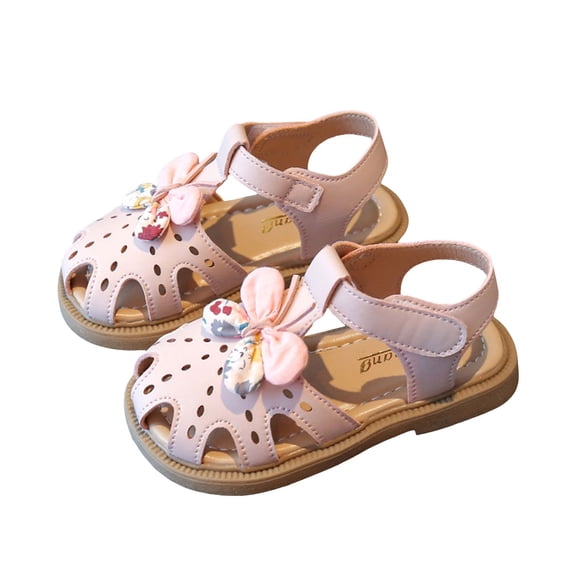Mepaouo Toddler Girls Sandals Leather Summer Flower Princess Casual Flat Shoes for Little Big Kid