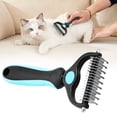 thumbnail image 2 of Pet Grooming Rake - Double-Sided Deshedding Dematting Tool, Undercoat Rake for Dogs & Cats, Dog Grooming Brush & Deshedder Comb for Long Hair, Reduces Shedding (1Pcs) Sky Blue, 2 of 7