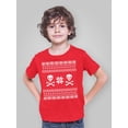 thumbnail image 3 of Skull & Crossbones Ugly Sweater Red Youth T-Shirt, 3 of 6