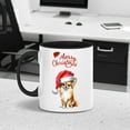 thumbnail image 2 of Merry Christmas Chihuahua Santa Hat Xmas Tree Winter Holiday 11oz Accent Two-tone Mug Dog Lover Gifts Idea Coffee Tea Cup - 01013, 2 of 5