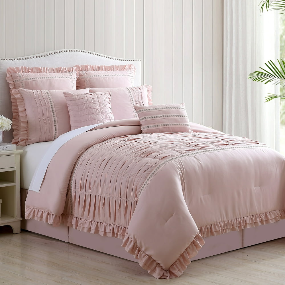 8 PIECE COMFORTER SETS ANTONELLA MAUVE QUEEN