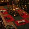 thumbnail image 6 of Naittoop Christmas Poinsettia Placemats, 11*17 Inch Embroidered Table Mats,Red Green Rectangle Cut-out Flower Fabric Mats for Xmas Dinner Table Doilies Festive Party Home Decoration, 6 of 8