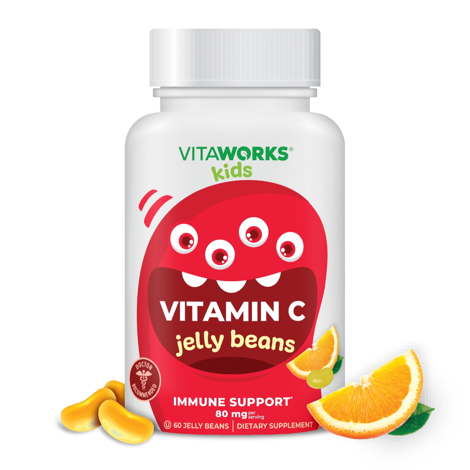 VitaWorks Kids Vitamin C Jelly Beans 80mg, Dietary Supplement for