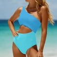 thumbnail image 5 of XIAONU Women's Color Block One Shoulder Swimwear Slim Fit Sleeveless Asymmetric One Piece Swimsuit Stretchy Modern Pool Swimsuits, 5 of 9