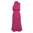 thumbnail image 4 of Vestido largo de satén para mujer con cuello alto, sin mangas y abertura lateral - Vestido formal/informal de noche para bodas/cócteles, 4 of 4