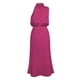 thumbnail image 4 of Vestido largo de satén para mujer con cuello alto, sin mangas y abertura lateral - Vestido formal/informal de noche para bodas/cócteles, 4 of 4