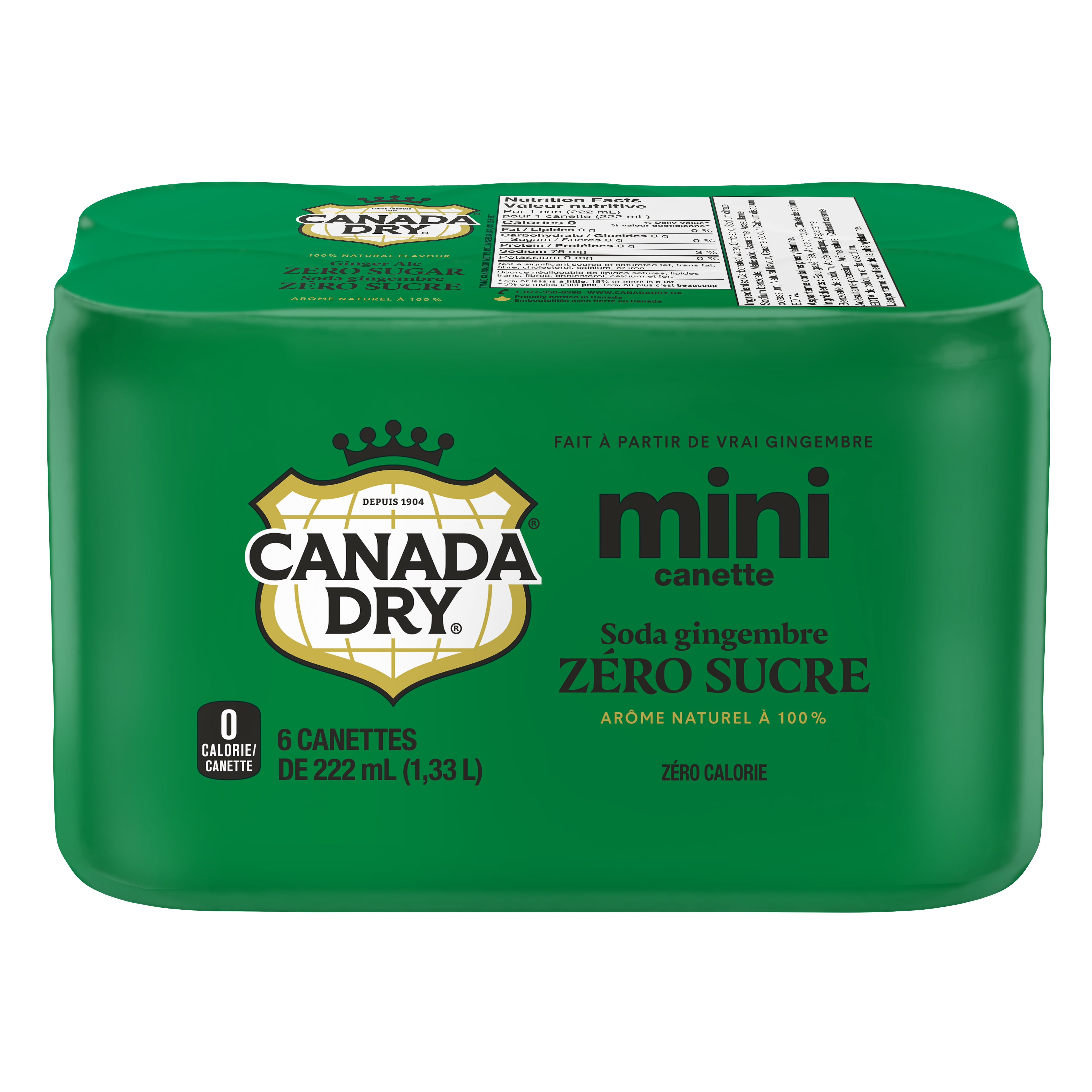cana Canada Dry Zero Sugar Ginger Ale Cans, 222 mL, 6 Pack - Walmart.ca