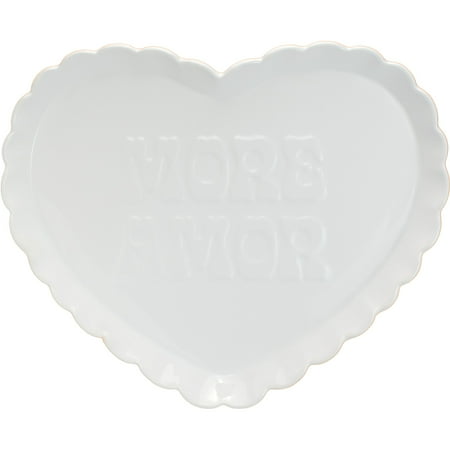 Way to Celebrate 1pk White Ceramic Heart Serving Tray