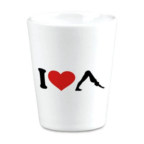 Ceramic Shot Glasses I Love Yoga Olympics Bar Supplies Accessories 2 Oz