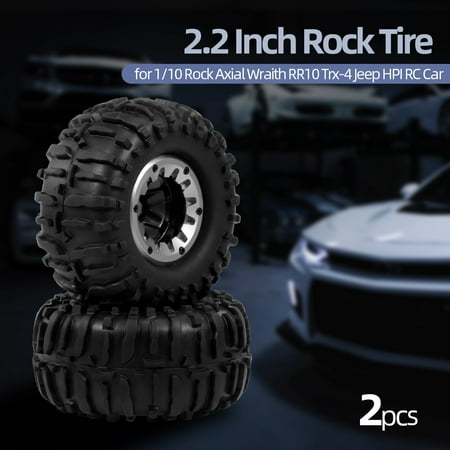 2pcs 120mm 2.2 Inch Rock Crawler Tire Rim Rubber Tyre Tire Wheel for 1/10 Rock Axial Wraith RR10 -4 Jeep HPI RC