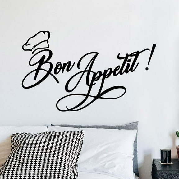 Bon Appetit Wall Decor Eating Texts Wall Sticker Restaurant Wall Decals Vinyl Art Decor Eating Texts Peel and Stick Decals for Restaurant Dining Room Kitchen Large Decor Colorful