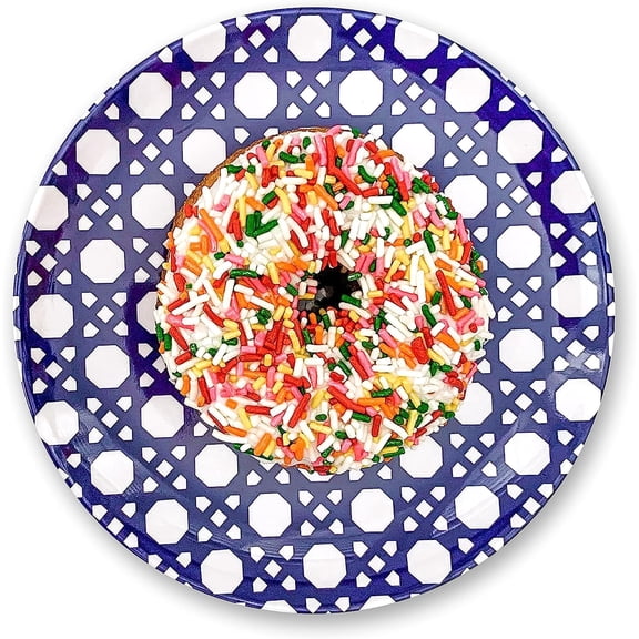 Melamine Plate Set of 4 | 6" Appetizer Plates | Reusable & Unbreakable Outdoor Dinnerware | Modern Patio Dish Set for Entertaining | Dishwasher Safe Dishware (Blue Geo)