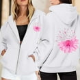 thumbnail image 2 of Breast Cancer Zip Up Hoodie for Women Pink Ribbon Graphic Jackets Fall Winter Oversized Sweatshirt with Pocket, 2 of 6