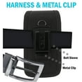 thumbnail image 4 of Nakedcellphone Pouch for Consumer Cellular Iris Flip Phone, Rugged Canvas Vertical Holster Holder Metal Clip and Secure Belt Thread Loop Harness - Quiet Magnetic Closure - Black, 4 of 8