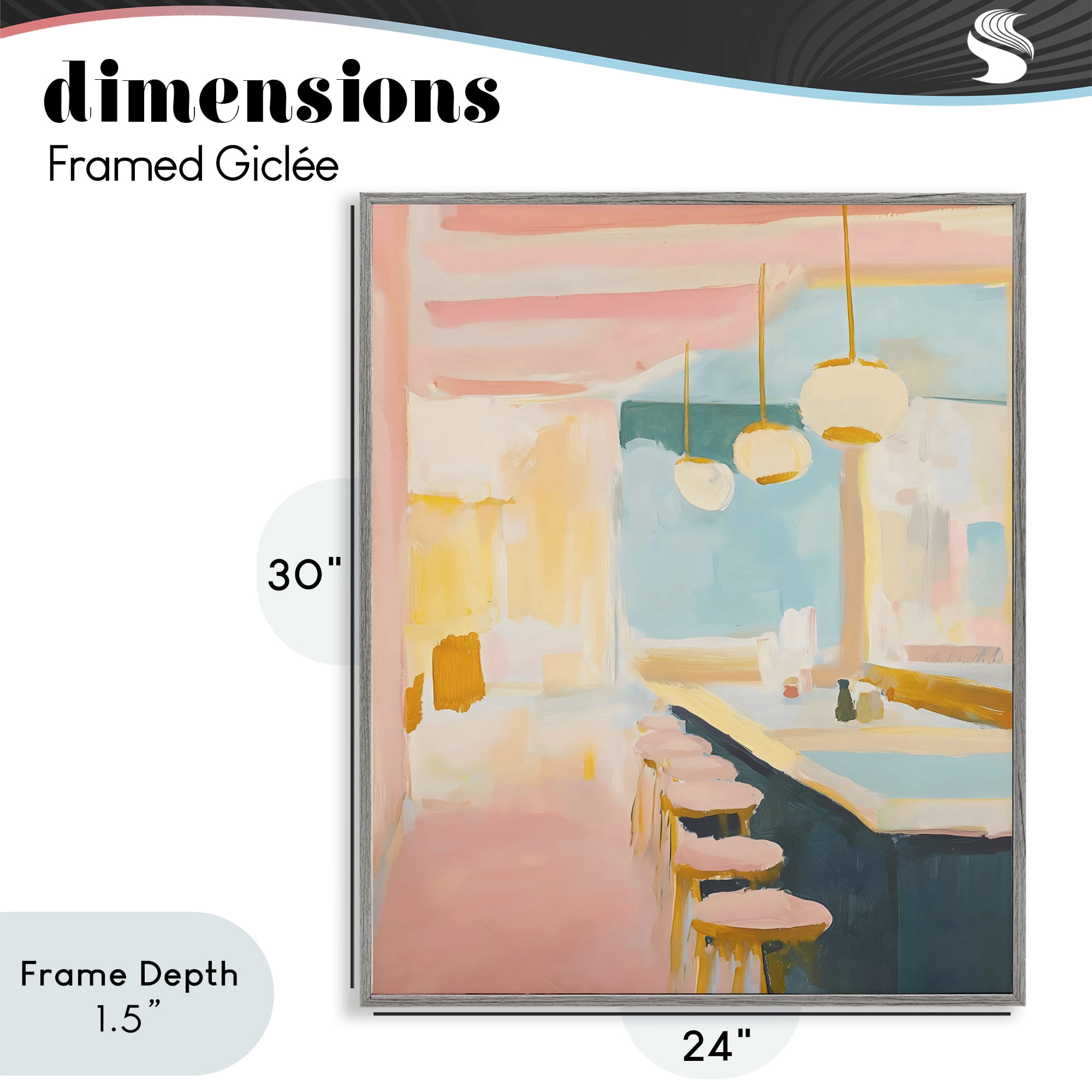 Stupell Industries Pastel Pink Bar Stools Gray Framed Giclee Art, design by The Prints Vibe
