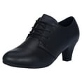 thumbnail image 3 of Rokment Womens Latin Dance Shoes Modern Leather Lace up Ballroom Teaching Practice Performance Tap Shoes Black Size 6.5, 3 of 6
