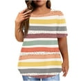 thumbnail image 2 of Patlollav Plus Size Stripe Tshirt Women Summer Crew-Neck Tunic Tops Lightweight Short Sleeve Shirts Classic Print Holiday Blouses Tee, 2 of 6