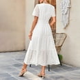 thumbnail image 6 of GEWSEY Womens Summer Casual Maxi Dress V Neck Ruffle Sleeve Sundress Fashion Flowy Tiered Boho Beach Vacation Long Dresses (White, XL), 6 of 9
