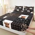 thumbnail image 3 of Homewish Leopard Peint Full Size Sheets,Rustic Highland Cow Bed Sheets,Bohemain Geometric Plaid Sheet Sets For Boys Kids,Luxury Bedroom Decor,4 Pieces, 3 of 7